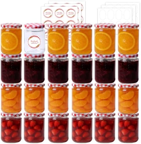 ComSaf Lot de 24 Petits Pots en Verre 240ml avec étiquettes, Peti...