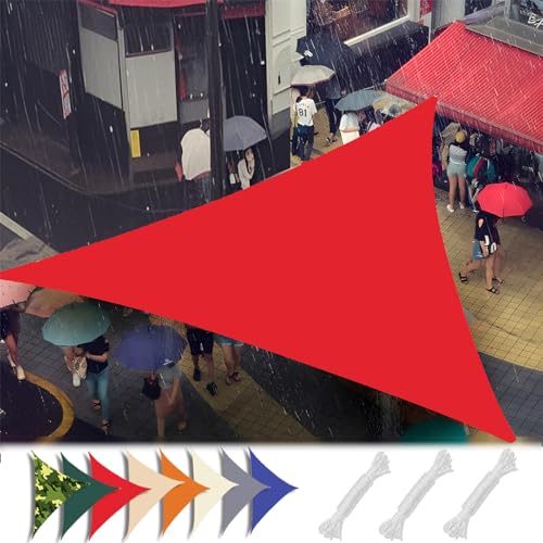 MAJINGC Sonnensegel Wasserdicht Dreieck 2X2X2M 98% UV-Schutz, Sonnensegel dreieckig für Garten Outdoor Terrasse Grau Rot
