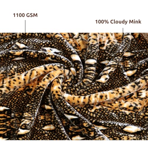 Image of Petals Dreams Blanket Single Bed for Heavy Winter,1100 GSM, 2 Ply, Cloudy Mink Blanket (170x230 cm) (Leopard 05)