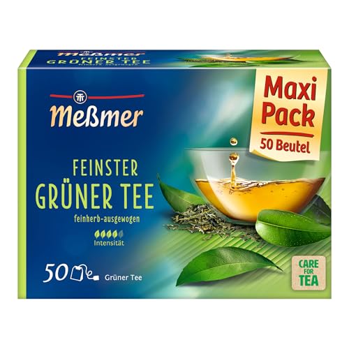 Meßmer Feinster Grüner Tee | Herb-frisch | 50 Teebeutel | Unfermentiert & aromatisch