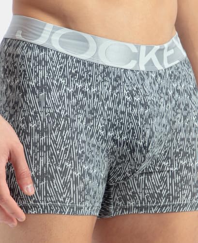 Image of Jockey IC30 Men's Tactel Microfiber Elastane Stretch Printed Trunk with Moisture Move Properties High Rise S