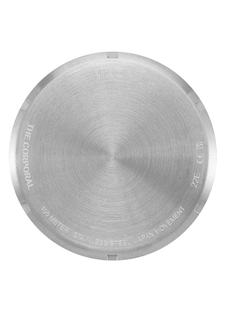 Nixon Corporal męski zegarek na rękę, analogowy kwarc, stal nierdzewna, 48 mm, bransoletka ze stali nierdzewnej, srebrny/pomarańczowy, 10 bar, kolor tarczy: czarny, A346-5383-00