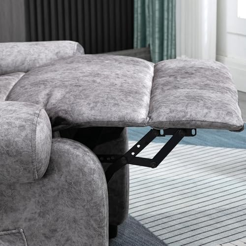 HOMCOM Sillón Relax Reclinable Manual, Sillón Relax de Terciopelo con Reposabrazos, Reposapiés, Acolchado Grueso, Butaca Reclinable hasta 135º para Salón, Dormitorio, Oficina, Gris - imagen 8
