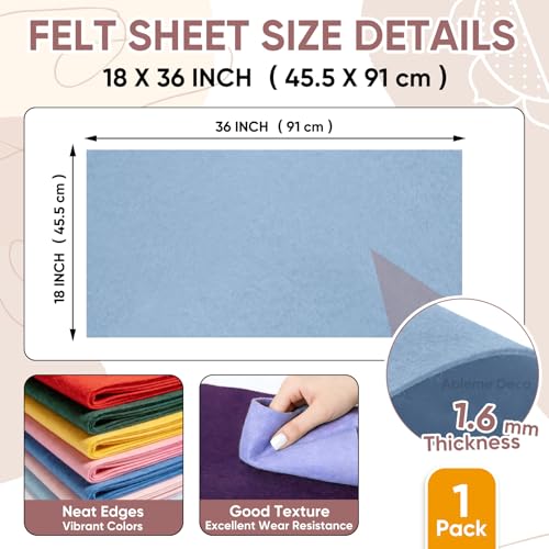 Image of Soft Felt Fabric Sheet 18 inch x 36 inch, 1.6mm Acrylic Craft Felt, Dusty Blue | Soft Thick Felt by The Yard, Large Precut Sheet, Nonwoven Fabric for Sewing DIY Crafts, Classroom & Home Decor