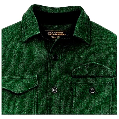 Filson Men's Mackinaw Wool Jac-Shirt, Kelly Green/Black Twill4