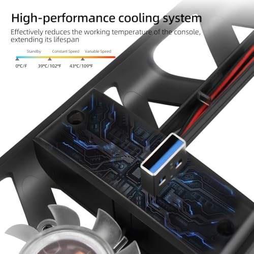 Image of Cooling Fan with LED Light for PS5 Slim, Quiet Cooling System Accessories for Playstation 5 Slim Disc and Digital Editions, Compatible with Horizontal Stand For Gaming Console