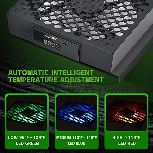 Image of G-STORY Cooling Fan for Xbox Series S with Automatic Fan Speed Adjustable by Temperature, LED Display, High Performance Cooling, Low Noise, 3 Speed 1500 /1750 /2000RPM (140MM) with RGB LED (Black)