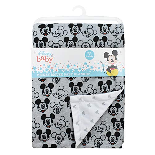 Image of Cudlie Disney Baby Boy Mickey Mouse Baby Blanket Double Sided Mink with Grey Micky Print (30x40)