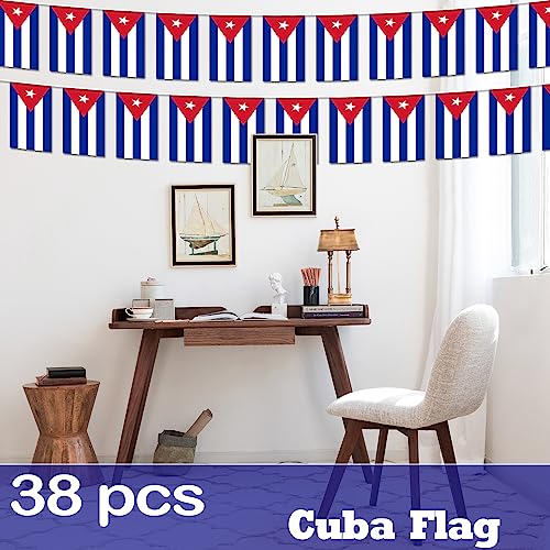 Image of Cuba String Flag Pennant Banner - 38 Flags, 42 Feet Small Mini Cuban Flags Bunting Banner for Country Decoration, School, Party, Sports Events