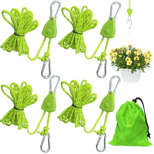 TZEKING 4 peças 4 m catraca de cordas, cordas refletoras, gancho para corda de arraca ajustável corda de arraca ajustável com gancho, para tendas de campanha, toldo