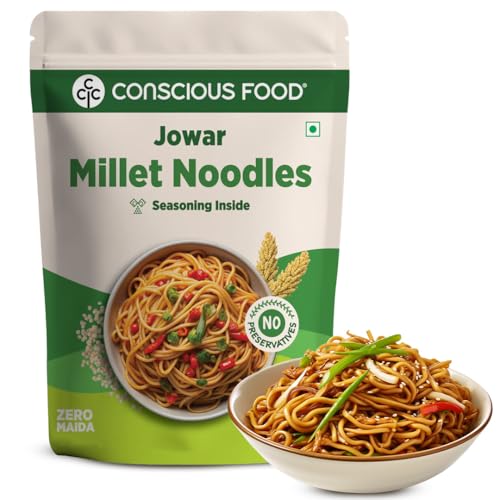 Image of Conscious Food Millet Noodles | 162g | Pack of 4 | No Preservatives | No Maida | No Msg | No Artificial Colors or Flavors, No Trans Fat & Cholesterol