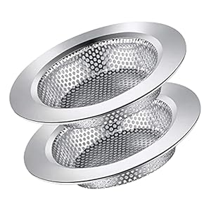 Camisin 2 Pack aanrecht zeef,Anti-verstopping stalen gootsteen afvoer zeef,Geperforeerde mand afvoerfilter zeef