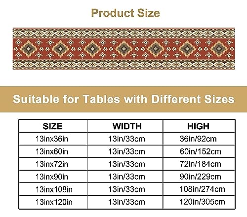 Image of Aztec Table Runner Vintage Tribal Boho Western Southwestern Native American Runner for Kitchen Table Dining Room Coffe 13x60 inch