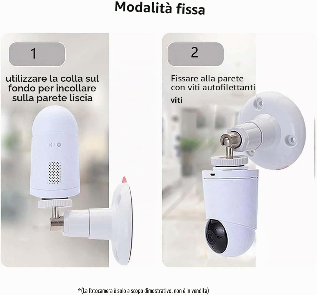 2 anelli adesivi per montaggio a parete fotocamera, senza foratura, staffa di montaggio ad anello per fotocamera, montaggio 60 gradi regolabile viti telecamera di sorveglianza
