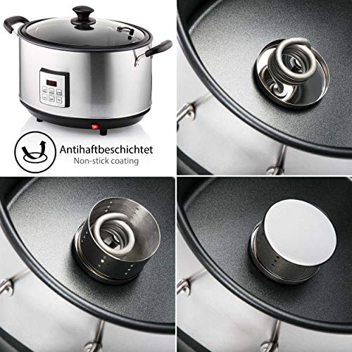 ONVAYA® Räuchertopf elektrisch | Material Edelstahl | Verschiedene Garstufen | Elektrischer Räucherofen in silber und schwarz (Silber/Schwarz Modell 2021)