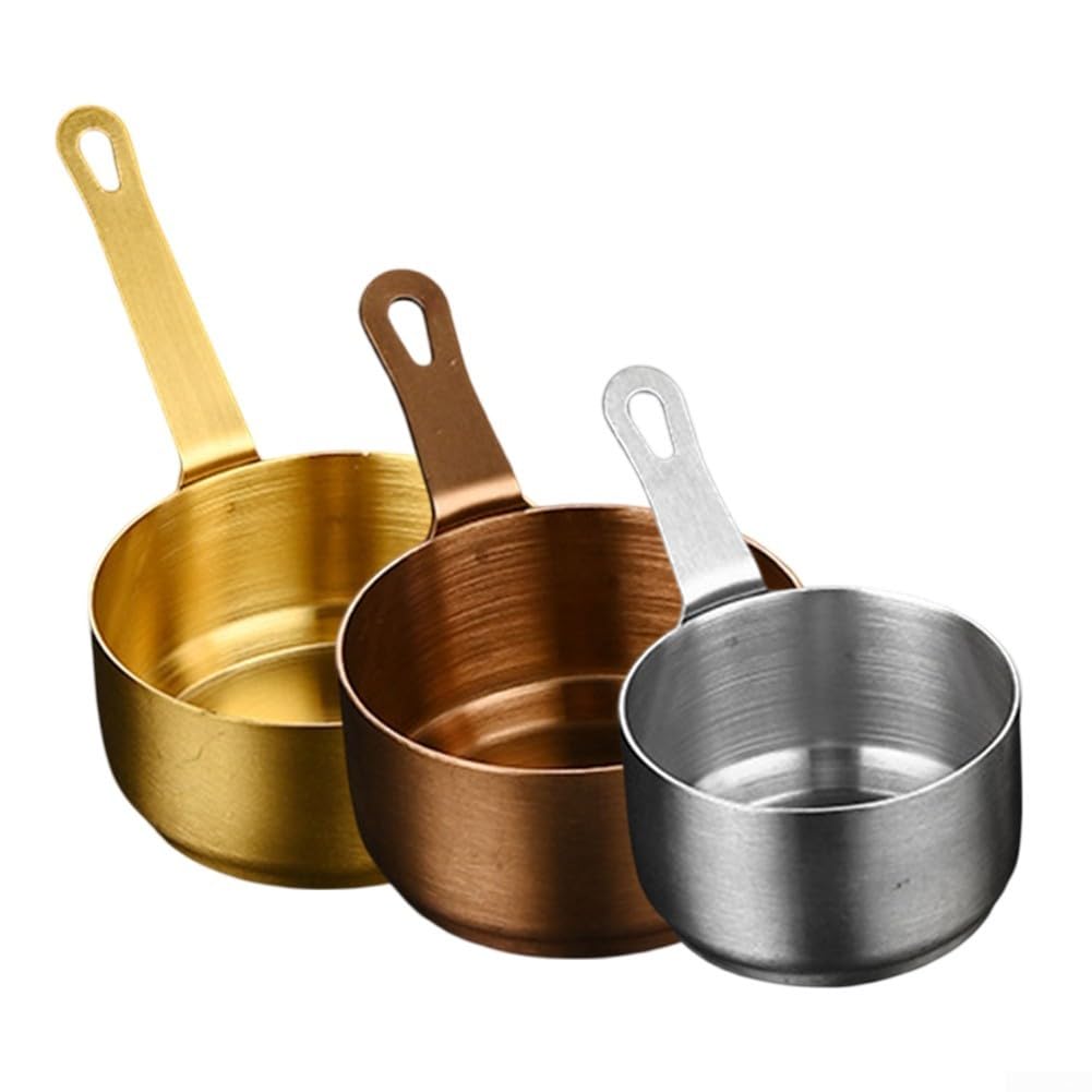 Mini Casserole En Acier Inoxydable 100ml (Doré Ou Argenté) - Pour Cuisine, Café, Sauce - Poignée Longue
