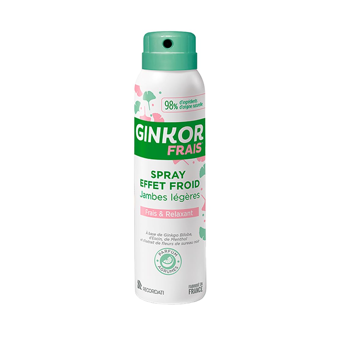 Frais | Spray effet froid jambes | Coup de frais immédiat | 98% d’origine naturelle | Ginkgo Biloba Menthol Escin | Compatible collants et bas | 125 ml