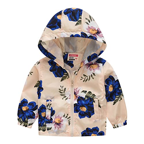 Toddler Girl Boy Windbreaker Long Sleeve Fall Coat Thin Jacket Casual Zip Hooded Jacket (Beige, 3-4 Years)
