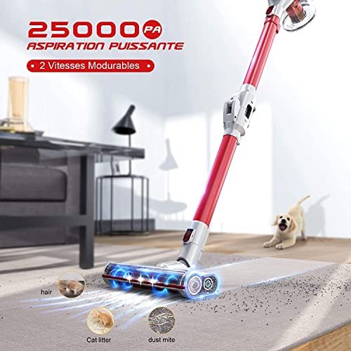 HONITURE H8 Aspirateur sans Fil Puissant, 350W/25KPa Aspirateur Balai sans Fil Pliable Léger, 2 Vitesses Moteur Brushless, Batterie Amovible, Brosse LED, Filtres HEPA - Image 4
