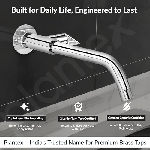Image of Plantex Pure Brass Sink Tap for Kitchen /Sink tap Faucet for homesink /12 inch Long spout with Water Saving nozzel - 7 Year Warranty (PAC-1811-Chrome)