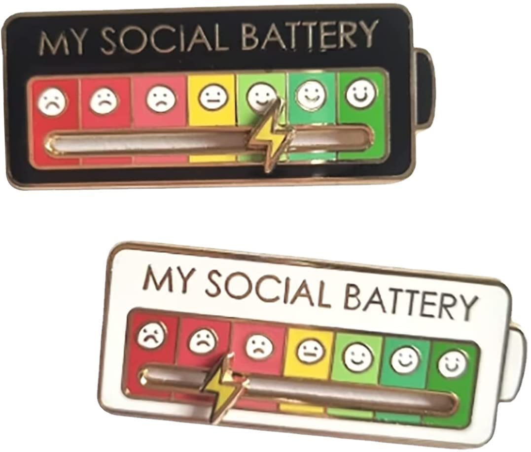 My Social Battery Pin, zabawna broszka dla nastroju społecznego na 7 dni, 2 sztuki broszki na baterie społeczne, zabawne szpilki, biżuteria, dekoracja, przypinka