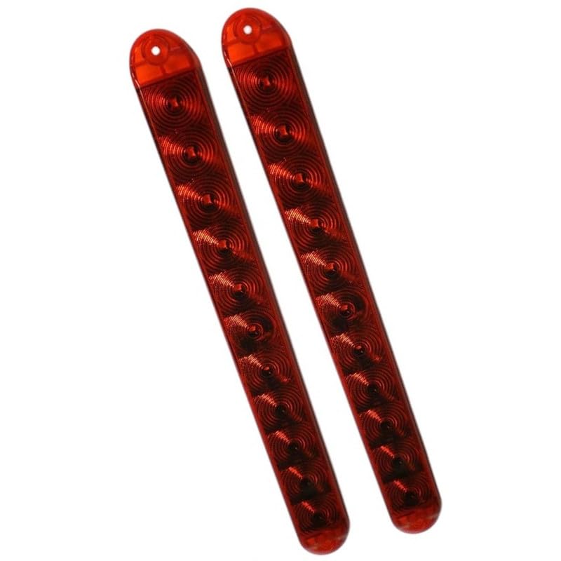 PALEPLUM Two 15" inch Slimline LED Stop Turn Tail Lights LED Red Red Flatbed Trailer RV