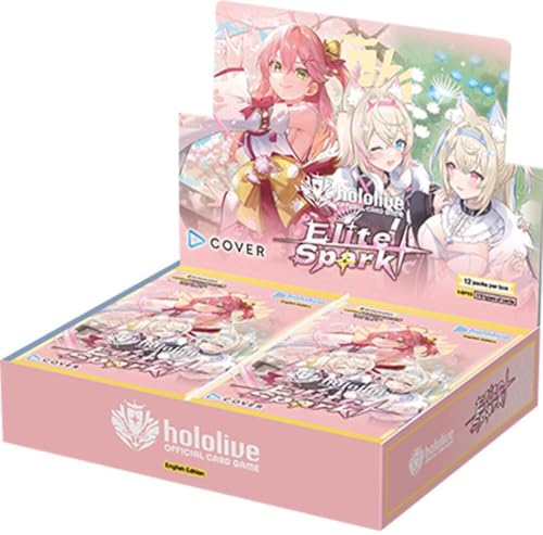Hololive Official Card Game: Elite Spark Booster Box - 12 Packs Anime Trading Card Game Display - Collectible Holomem & Oshi Foil Rare Cards TCG Pack