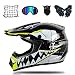 Produktbild Hai Motorrad Crosshelm Kinder Motocross Helm Set Off Road Helm Motorradhelm Schutzhelm Kit für ATV Downhill MTB Sicherheit Schutz mit Brille Handschuhe Maske Motorrad Netz (5 Pcs),Schwarz,S