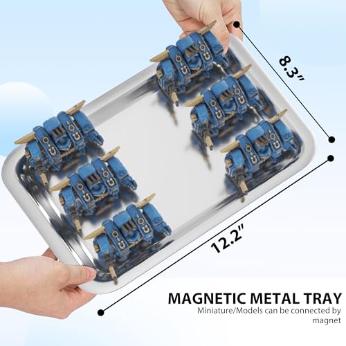 Image of Miniature Storage Case with 6 Metal Trays, Acrylic Clear Miniature Display Case Transport Case with Magnetic Door