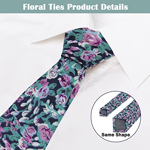 Image of Mantieqingway Men's Cotton Floral Neck Tie 2.56'' Printed Skinny Tie