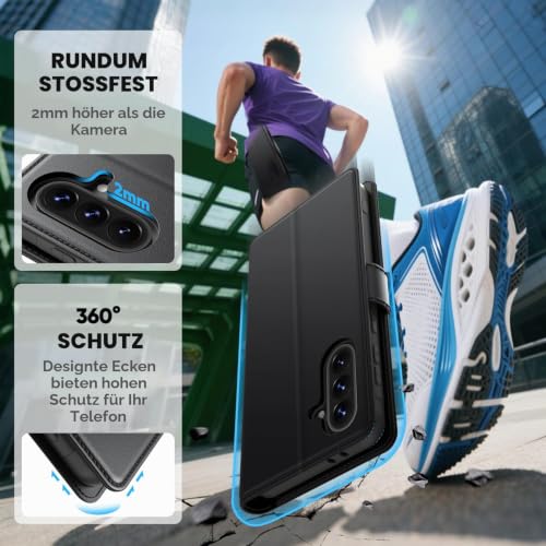 Peakally Handyhülle für Samsung Galaxy A37 5G Hülle [Mit 1 Stück Panzer Schutz Glas] [3 Kartenfach] [Premium PU Leder] [RFID-Blockierung]… – Ansicht 5