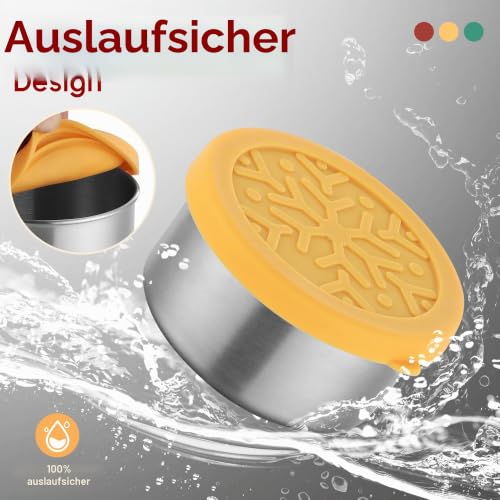 nicelock Snackbox Kinder, 3 x 220 ml snackbox Edelstahl kleine edelstahldosen mit deckel, für Babynahrung, Mini-Töpfe, Entwöhnungstöpfe… – Ansicht 4