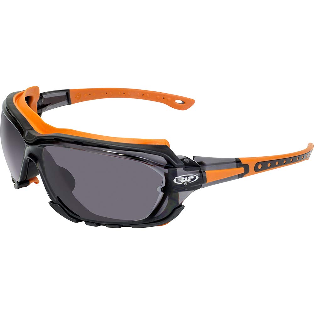 Global Vision 2 Pairs of Octane Padded Safety Glasses Orange + Red Gaskets Smoke Lens