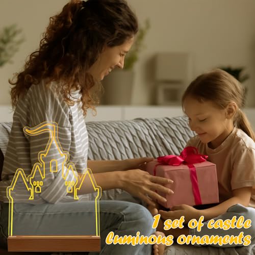 Lámpara de Mesa Castillo Princesa LED decoración acrílica miniatura 6