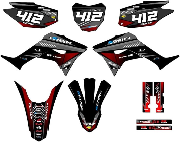 Miniatura 1 de Kit completo de gráficos CRF 250 F Surge Black Senge 2019-2023 con ID de piloto. Compatible con Honda