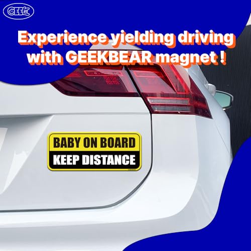 GEEKBEAR Baby on Board Car Magnet - Colorful, Reflective, Weather-Resistant, 8.7 x 3.5 in (Yellow/Black), 8.7 x 3.5 inch - Image 2