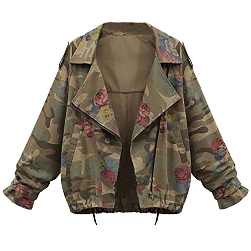 Longra Chaqueta Corta de Mujer Tallas Grandes de Camuflaje 2017 Manga Larga Ropa de Mujer en Oferta Casual Outwear Mujer Invierno Abrigos de Mujer,Moda de Fiesta (Camuflaje, 3XL)
