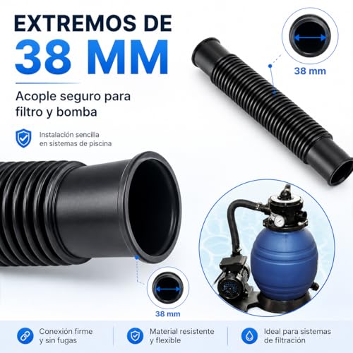 Miniatura 5 de Manguera De Conexión Filtro Bomba, Ø38 Mm, 36, 58 Y 68 Cm De Largo Medida 36 Cm
