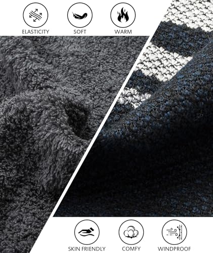 Image of LLdress Mens Knit Cardigan Sweaters Sherpa Lined Full Zip Hoodie With Pockets