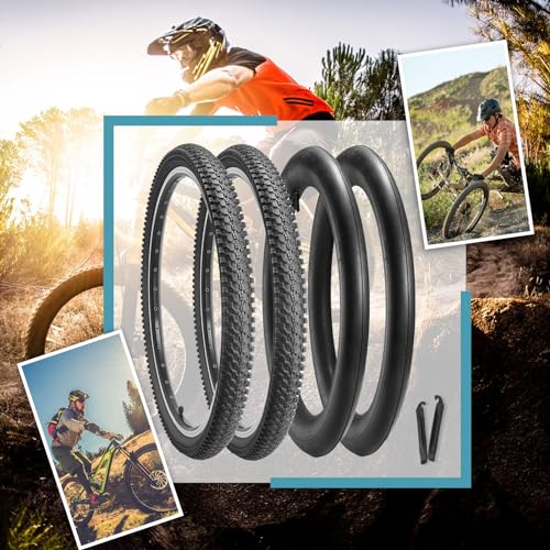 Hycline RNRY-26195BLK-NT 26-Inch Mountain Bike Tires Set: Hycline 2-Pack 26X1.95 Inch (54-559Mm) Folding Replacement Puncture-Resistant Bicycle Tires And Pair 26-Inch Inner Tubes thumb #6