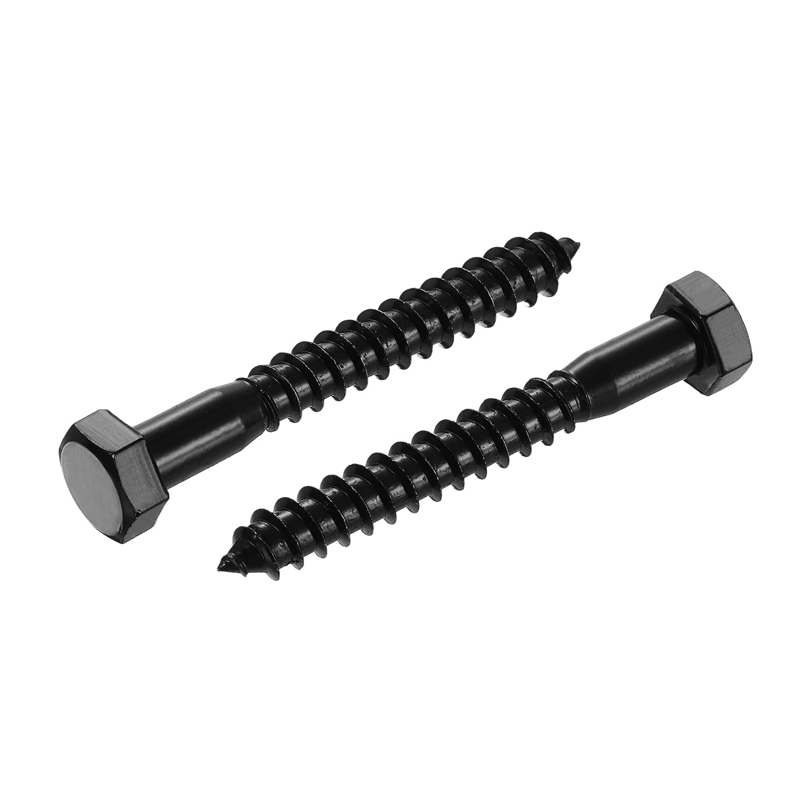 sourcing map 3/8" x 3" Hex Head Lag Screws Bolts, 20 Pcs 304 Stainless Steel Hexagon Head Lag Bolt Wood Screws, Partial Thread, Black Zinc Plating