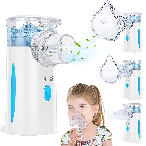 Portbale Nebulizer, Nebulizer Machine for Adults and Kids, Ultrasonic Mesh Nebulizer of Cool Mist with Self-Cleaning Function for Breathing Problems, Used at Home, Office, Travel