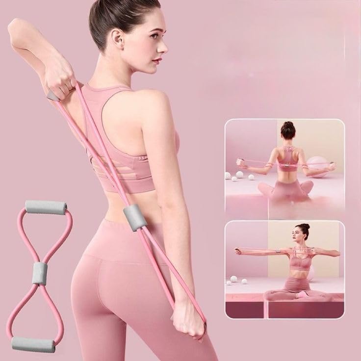 Image of RK Prime Figure 8 Resistance Band with Foam Handles | Dual-Tube Natural Rubber | Arms, Shoulders, Back & Chest Toner | Home Gym, Yoga, Pilates & Rehab | Light Resistance 3.5 kg (8 Shape)