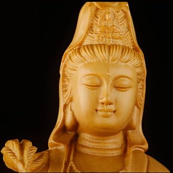 Amazon｜仏像 木彫り 置物 龍上観音 観音像 龍乗観音 龍観音 高級天然