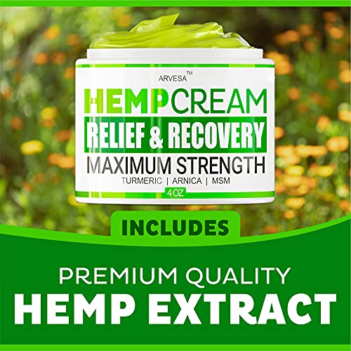 Natural Hemp Cream for Joints, Muscles, Back, Neck, Knees, Hips, Foot, Nerves, Shoulders - Maximum Strength Gel with MSM, Turmeric, Arnica, Aloe, Menthol - Natural Hemp Oil Extract Lotion - 4 fl oz - Image 8