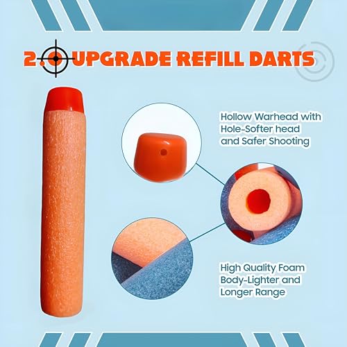 Image of VERAT Hollow Out Soft Foam Refill Darts for N-Strike Elite Series Blasters Soft Foam Refill Darts for Nerf N-Strike Elite Hollow Safe & Durable Darts Premium Foam Bullet (Multicolor, Pack of 150)