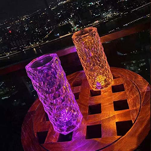 Gutsyluv Crystal Diamond Table Lamp 16 Color Changing Rgb Touch Control Bedside Lamp Usb Romantic Rose Acrylic 3D Night Light With Remote For Mother's Day Valentines Wedding Decoration #TOP7
