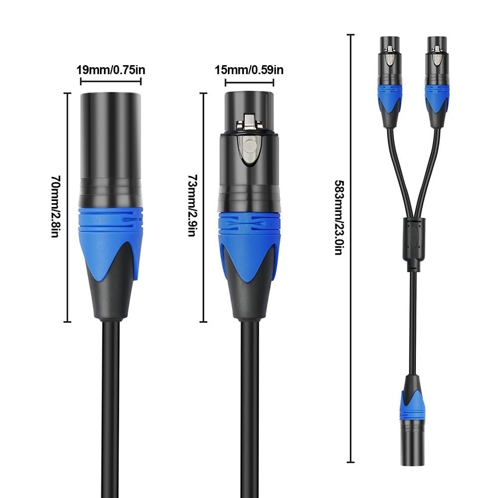 50 cm 1 XLR żeński na 2 XLR męski Y rozdzielacz kabel rozdzielacz mikrofonu przewód audio mikrofon kabel adapter (A)