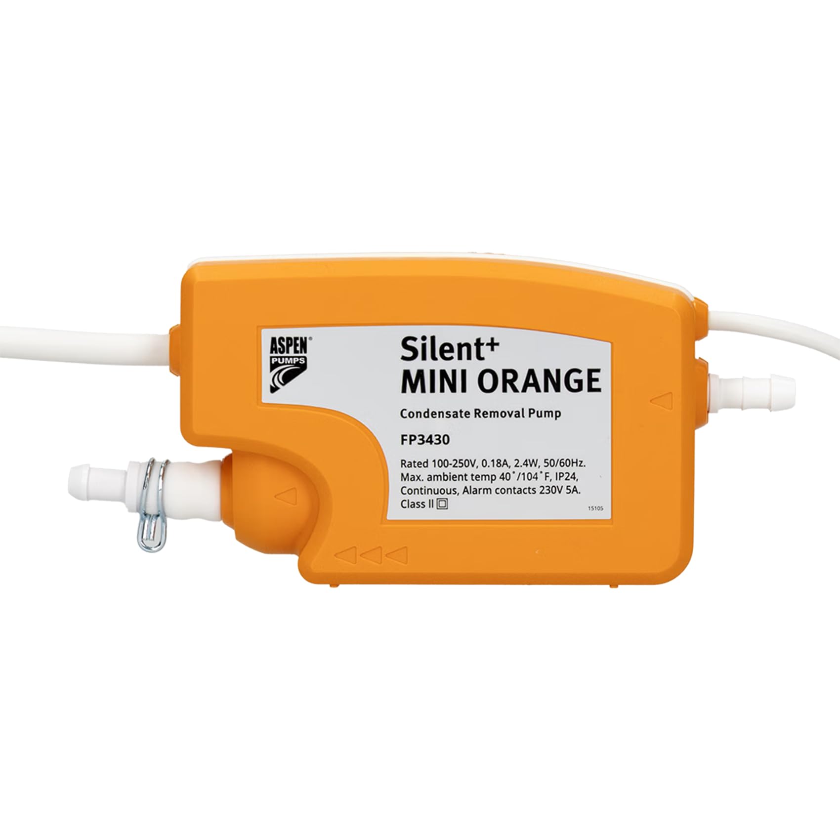 Aspen Pumps Silent+ Mini Orange FP3430, Pompe de Relevage des Condensats pour Climatiseur, Mini Pompe à Condensats pour Splits jusqu’à 40 kW, 35 l/h, 10 m, Ultra Silencieuse 16 dB(A), 5ᵉ Génération