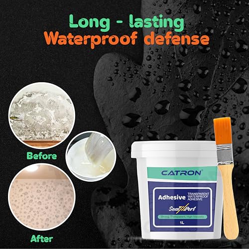 Image of Catron Transparent Waterproof Glue for Leakage, Epoxy Resin floor paint, Crack Seal Waterproofing Agent for Roof, Walls, Tiles Solution, Indoor and Outdoor Sealxpert Adhesive Sealant (1 Kg /Litre)
